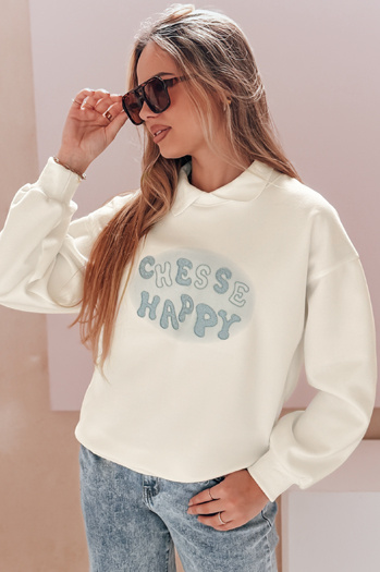 Női nagyméretű nyomtatott pulóver HAPIRES fehér Dstreet BY1484