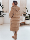 WINTERMISS női téli hosszú steppelt kabát kapucnival sötét bézs Dstreet TY4966