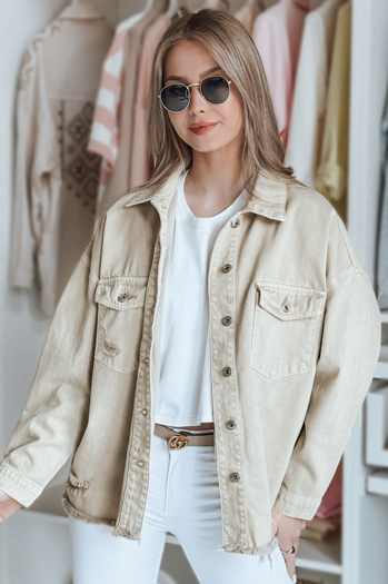 Női oversize farmer dzseki JUSTDEM bézs Dstreet TY4908