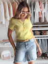 Női egyméretű bordázott blúz KISS LOOK sárga Dstreet RY2839