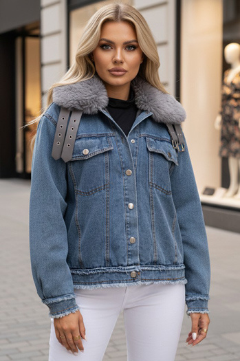 Női FURDENIM farmer dzseki szőrmével világoskék Dstreet TY4755z