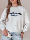 Női oversize pulóver COOKIES nyomtatással világosszürke Dstreet BY1444