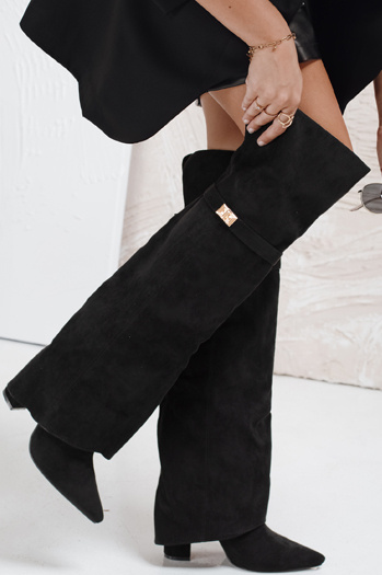 Női szarvasbőr fekete csizma Dstreet ZY1150 ZY1150