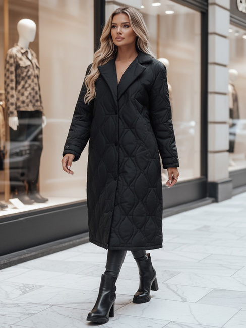 Női steppelt hosszú kabát TRENDIFY fekete Dstreet TY4378z