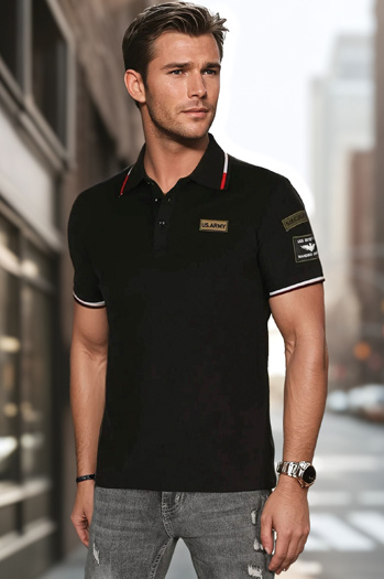 Férfi póló póló foltokkal fekete Dstreet PX0632