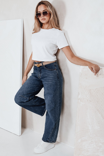 Női széles szárú kék farmer Dstreet UY2749 UY2749