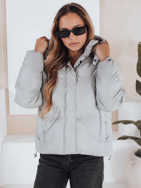 Női átmeneti bőrdzseki COLLAR szürke Dstreet TY5190 TY5190