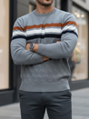 Férfi csíkos szürke pulóver Dstreet WX2335