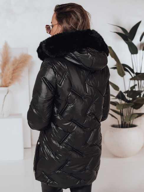 Női télikabát LOVEINSIDE steppelt szőrmével fekete Dstreet TY5049 TY5049