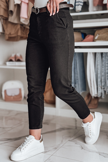 Női vékony nadrág övvel TAIRONIK fekete Dstreet UY2544