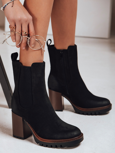 Női szarvasbőr csizma fekete Dstreet ZY1319 ZY1319