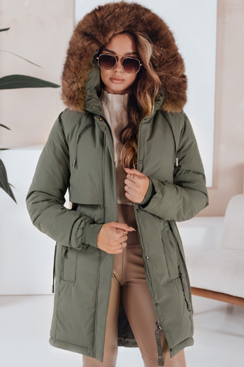 Női téli parka dzseki kapucnival zöld Dstreet TY5081