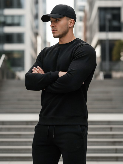 Férfi fekete pulóver Dstreet BX5915