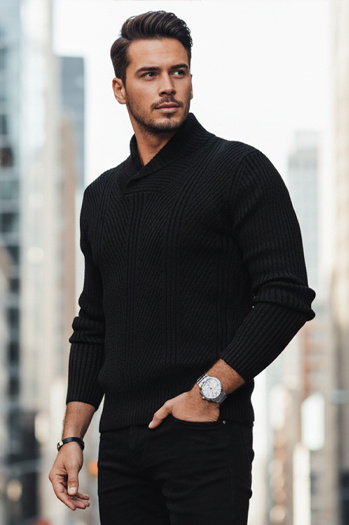 Férfi fekete pulóver Dstreet WX2256z