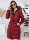 Női steppelt téli kabát szőrmével STYLEBELLA piros Dstreet TY5008