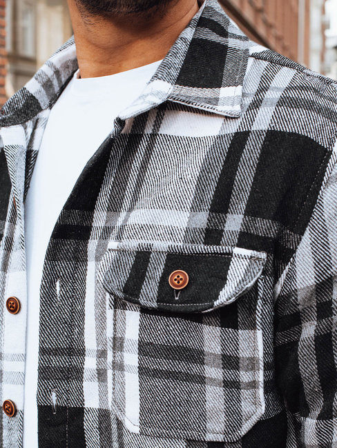 Férfi fekete-fehér kockás flanel ing Dstreet DX2675