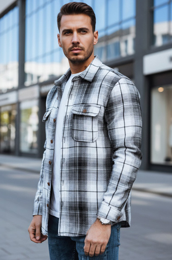 Férfi fekete-fehér kockás flanel ing Dstreet DX2677