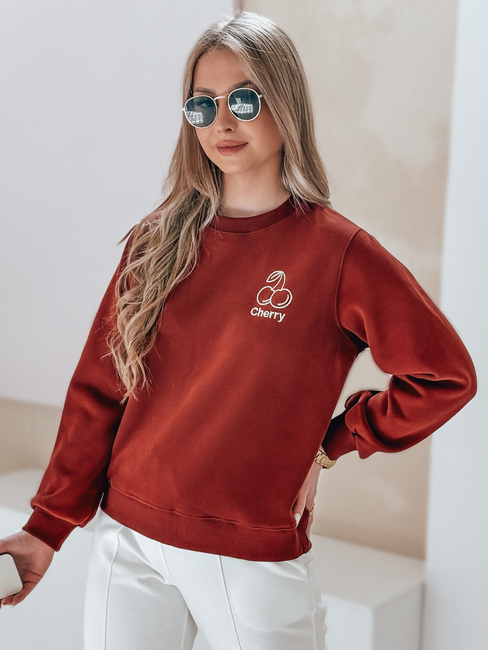 Női oversize pulóver hímzéssel CHERSOFT tégla Dstreet BY1398