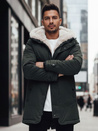 Férfi téli parka kabát kapucnival zöld Dstreet TX4963z