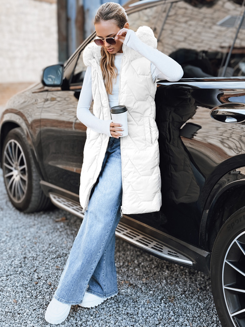 Kamizelka damska pikowana biała Dstreet TY5261