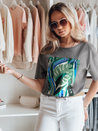 T-shirt damski z nadrukiem MUYUMBA grafitowy Dstreet RY2619