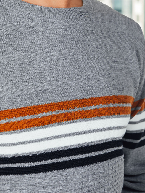 Férfi csíkos szürke pulóver Dstreet WX2324