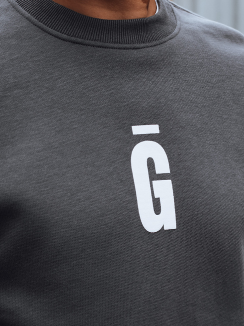 Férfi nyomtatott grafit pulóver Dstreet BX5921