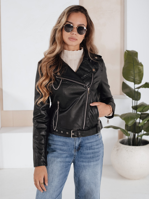 Női bőr ramones dzseki fekete Dstreet TY5200