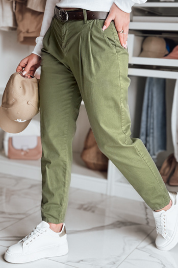 Női chino nadrág övvel MODELA khaki Dstreet UY2572