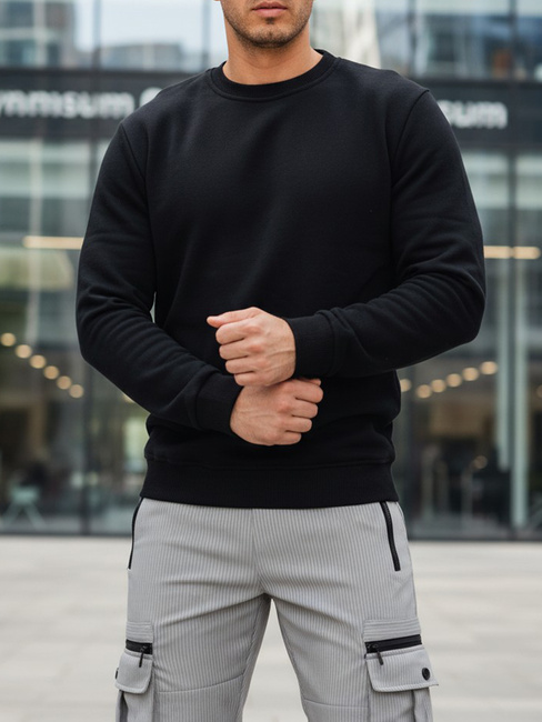 Férfi basic fekete pulóver Dstreet BX5882