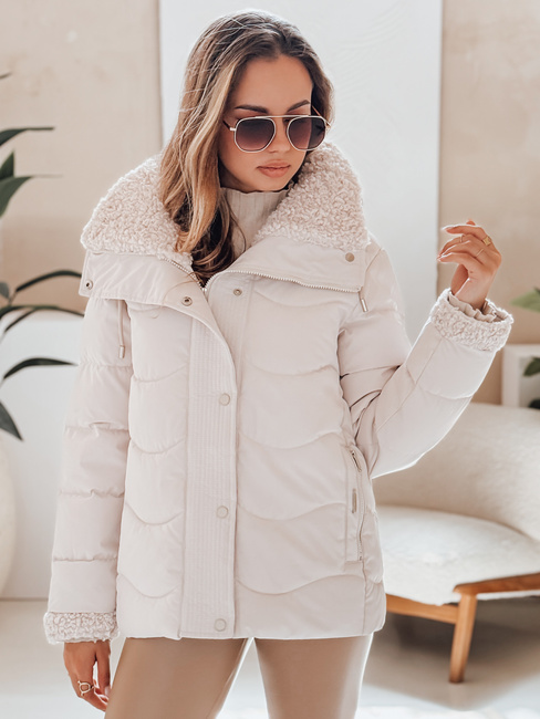 Női WARMMISS steppelt télikabát kapucnival fehér Dstreet TY4922