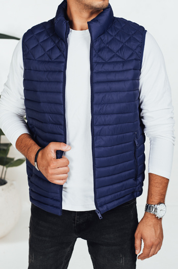 Férfi steppelt tengerészkék mellény Dstreet TX5077