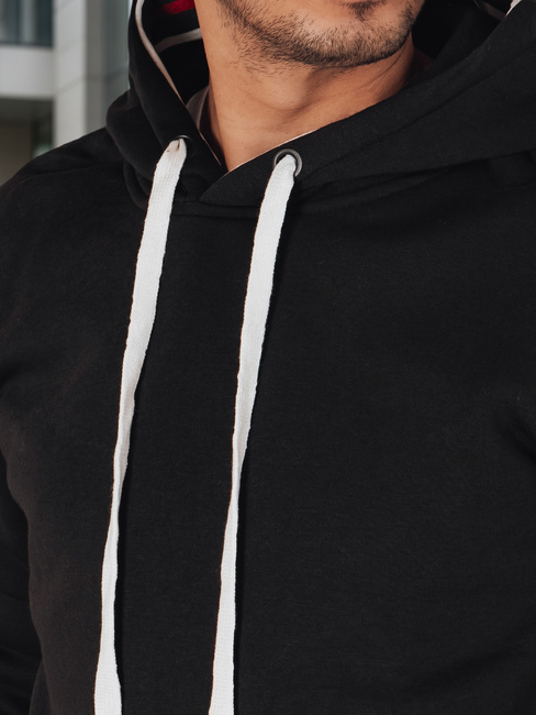Férfi kapucnis pulóver fekete Dstreet BX5940