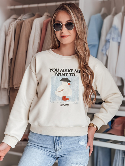 Női oversize nyomtatott pulóver GOOSHY ekrü Dstreet BY1427