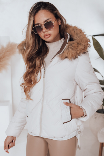 Női télikabát COLDLIKE steppelt kapucnival fehér Dstreet TY5002