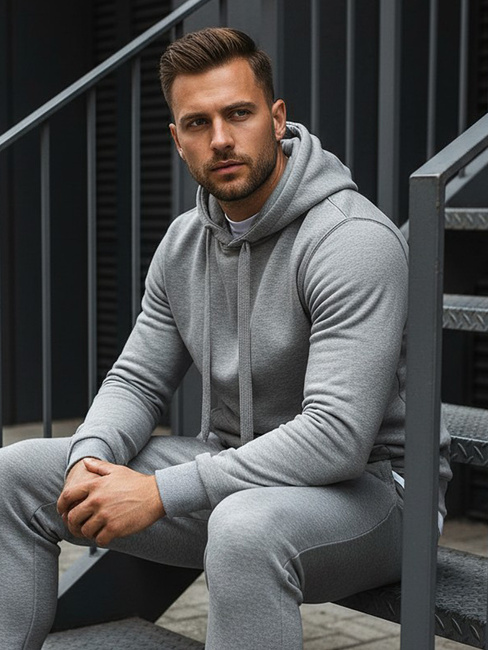 Kenguru típusú férfi pulcsi kapucnival szürke színben BX3646