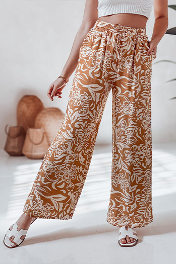 Női széles szárú szövet nadrág TROPICAL SUN camel Dstreet UY2633