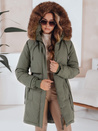 Női téli parka dzseki kapucnival zöld Dstreet TY5081