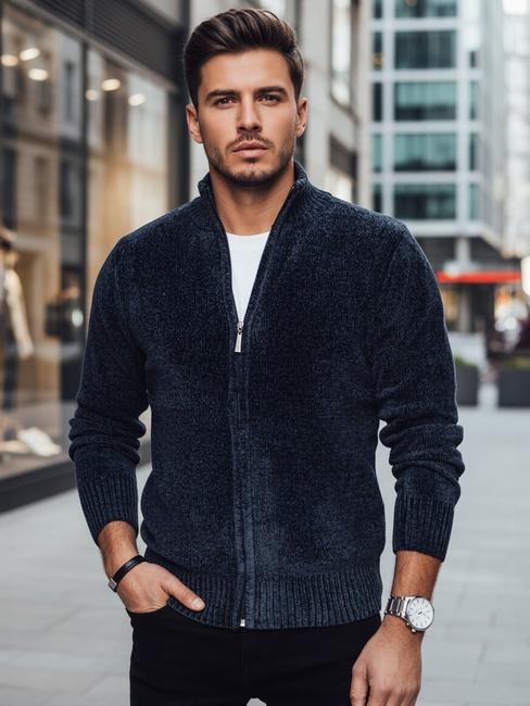 Férfi kigombolt pulóver tengerészkék Dstreet WX2227