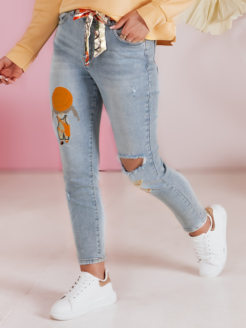 Női farmernadrág slim fit nadrág övvel GIRLHOOD kék Dstreet UY2484