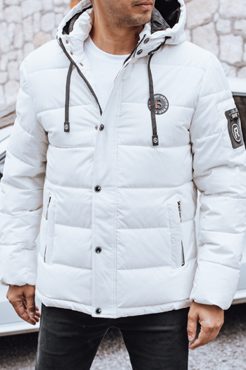 Férfi steppelt télikabát kapucnival fehér Dstreet TX5056