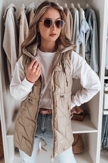 Női átmeneti steppelt mellény OLINVIA camel Dstreet TY4835