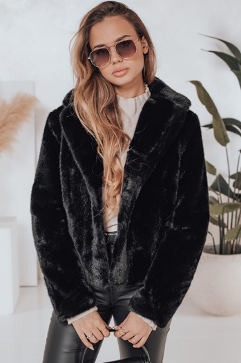 Női szőrmebunda GLAMFLUFFY rövid fekete Dstreet TY4985