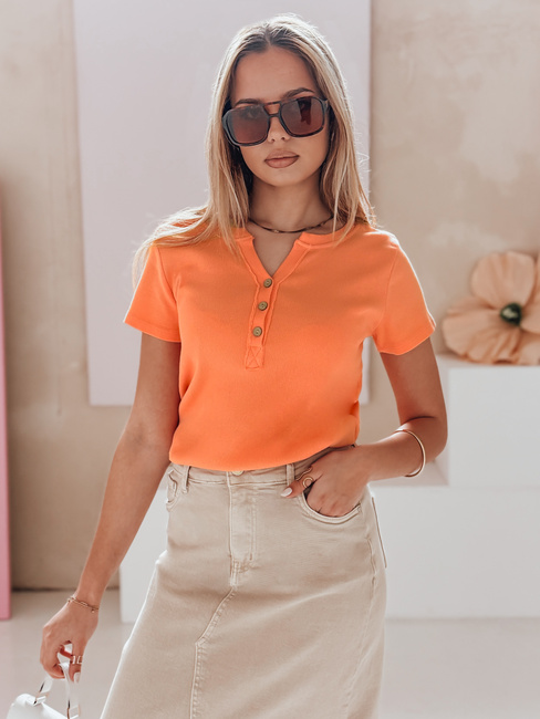 Női egyméretű bordázott blúz KISS LOOK narancssárga Dstreet RY2840