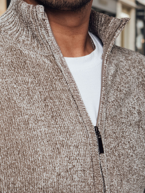 Férfi kigombolt pulóver bézs Dstreet WX2228