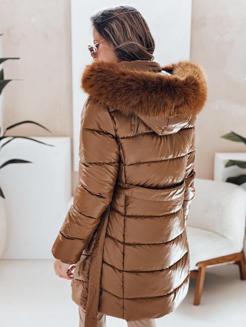Női télikabát CASSERIE steppelt kapucnival kávé Dstreet TY4925