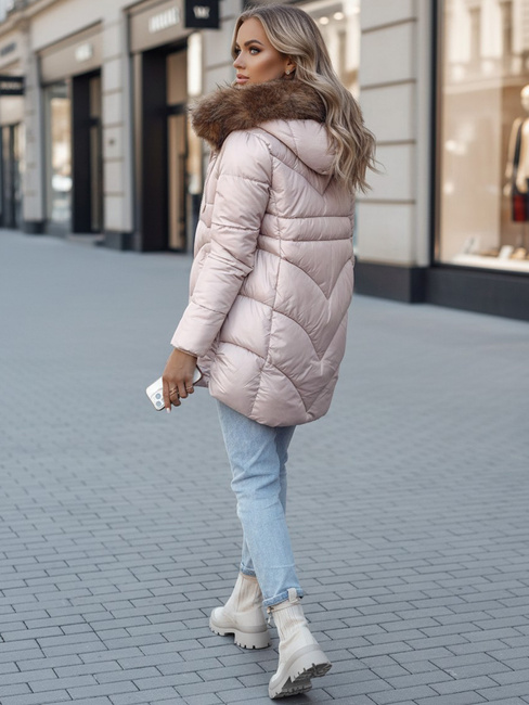 Női téli kabát kapucnival WINTERCHIC rózsaszín Dstreet TY4441z