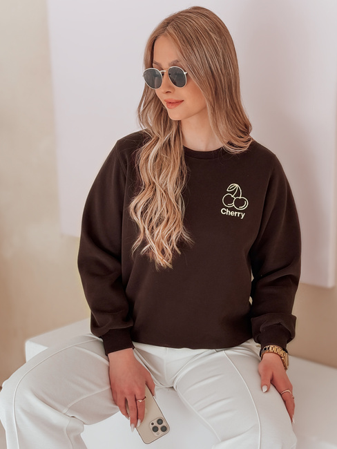 Női oversize pulóver hímzéssel CHERSOFT barna Dstreet BY1401