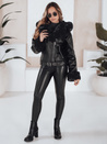 Női télikabát bőr ramoneskin szőrmével fekete Dstreet TY5119