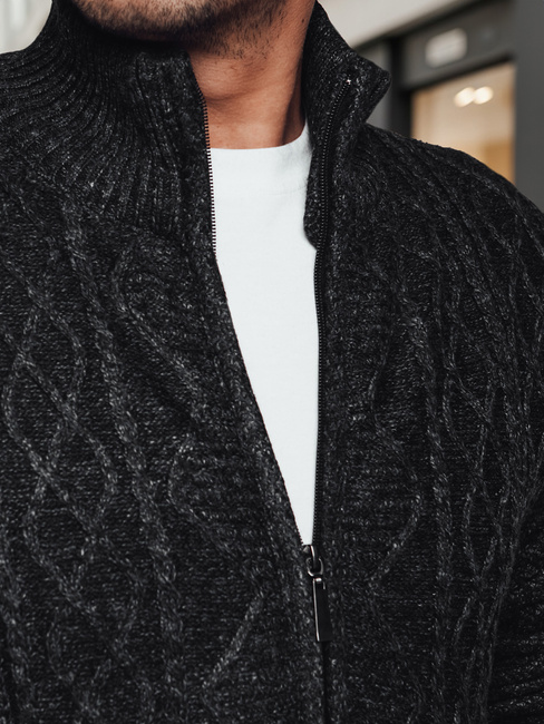 Férfi kigombolt pulóver sötétszürke Dstreet WX2252z